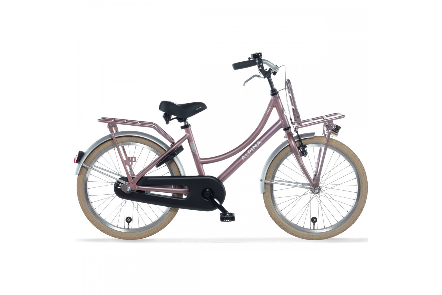 Vélo Hollandais Alpina Cargo 20 pouces Fille Tapis Rose En Bois