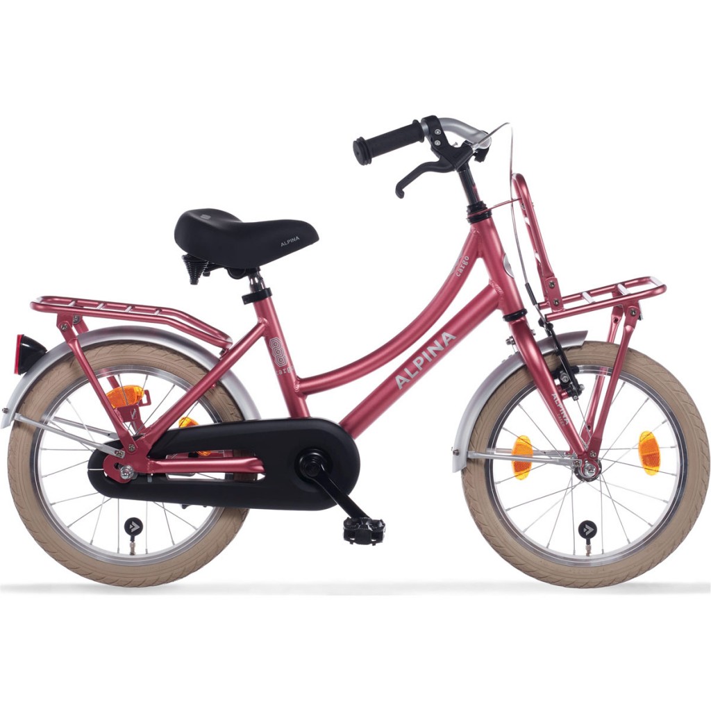 Vélo Hollandais Alpina Cargo 18 pouces Fille Rose Rouge Baie Matt