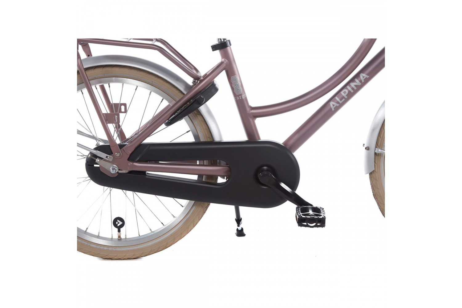 Vélo Hollandais Alpina Cargo 22 pouces Fille Tapis Rose En Bois