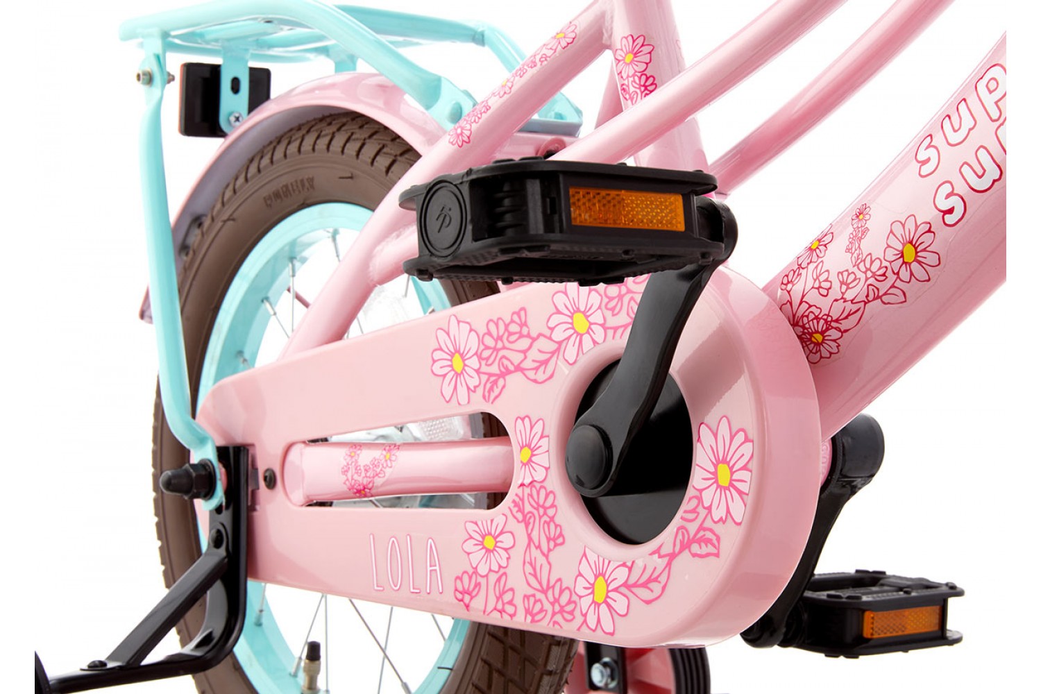 Vélo Enfant Supersuper Lola 14 Pouces Filles Rose Turquoise