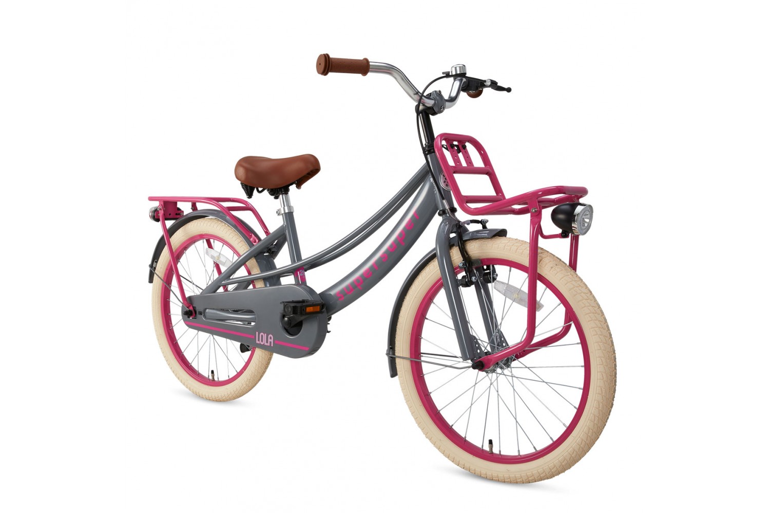 Vélo Enfant Supersuper Lola 20 Pouces Filles Gris-Rose