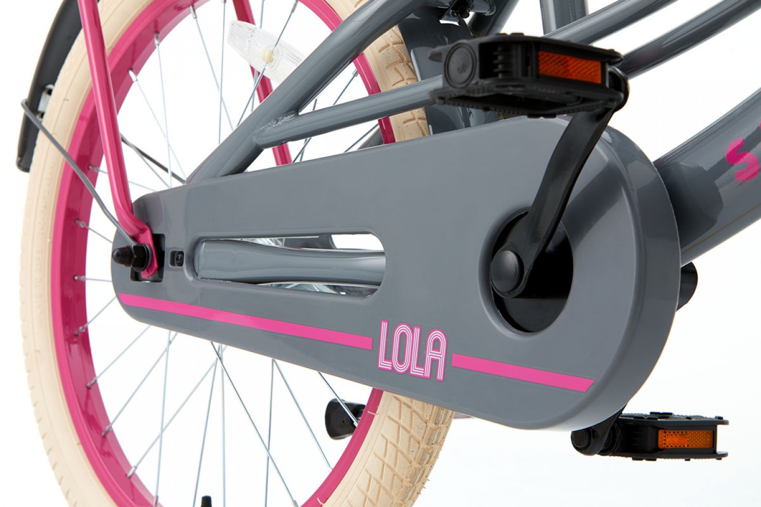 Vélo Enfant Supersuper Lola 20 Pouces Filles Gris-Rose