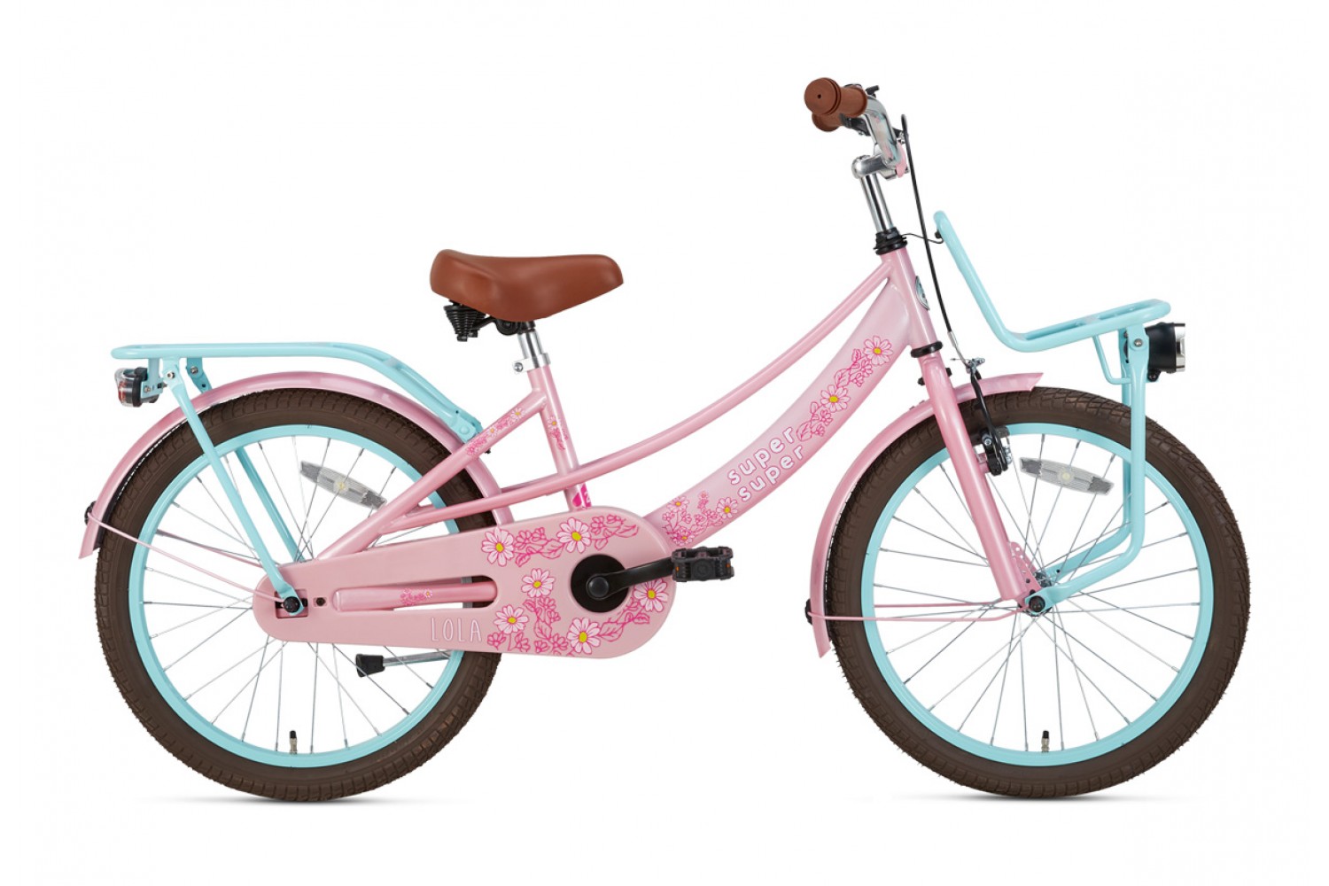 Vélo Enfant Supersuper Lola 20 Pouces Filles Rose Turquoise