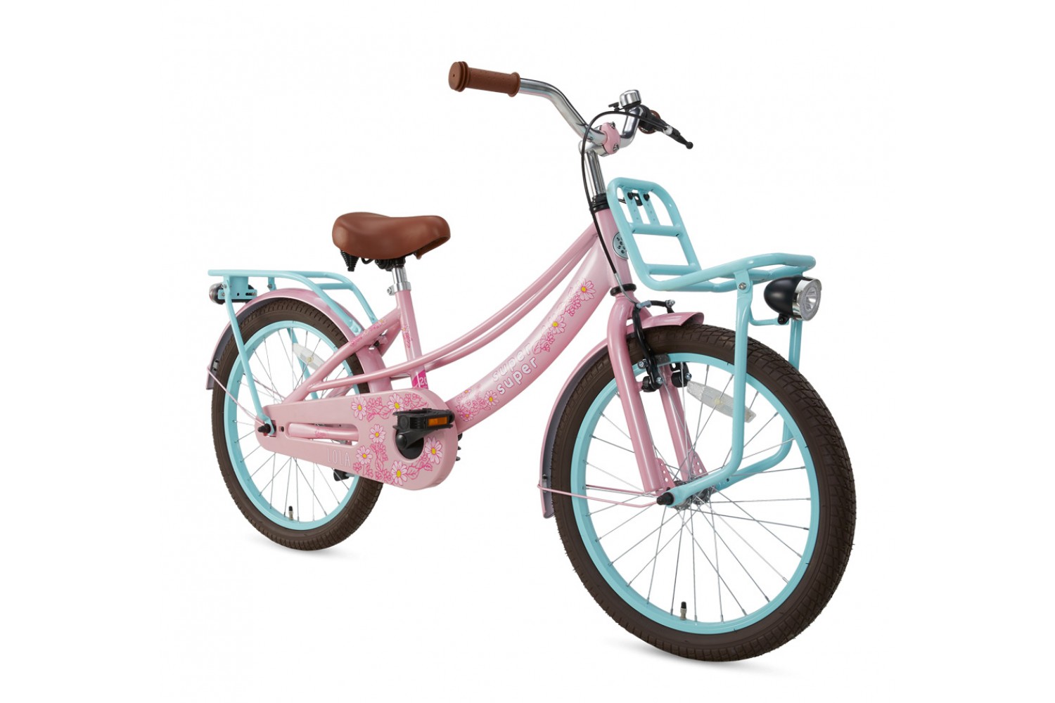 Vélo Enfant Supersuper Lola 20 Pouces Filles Rose Turquoise