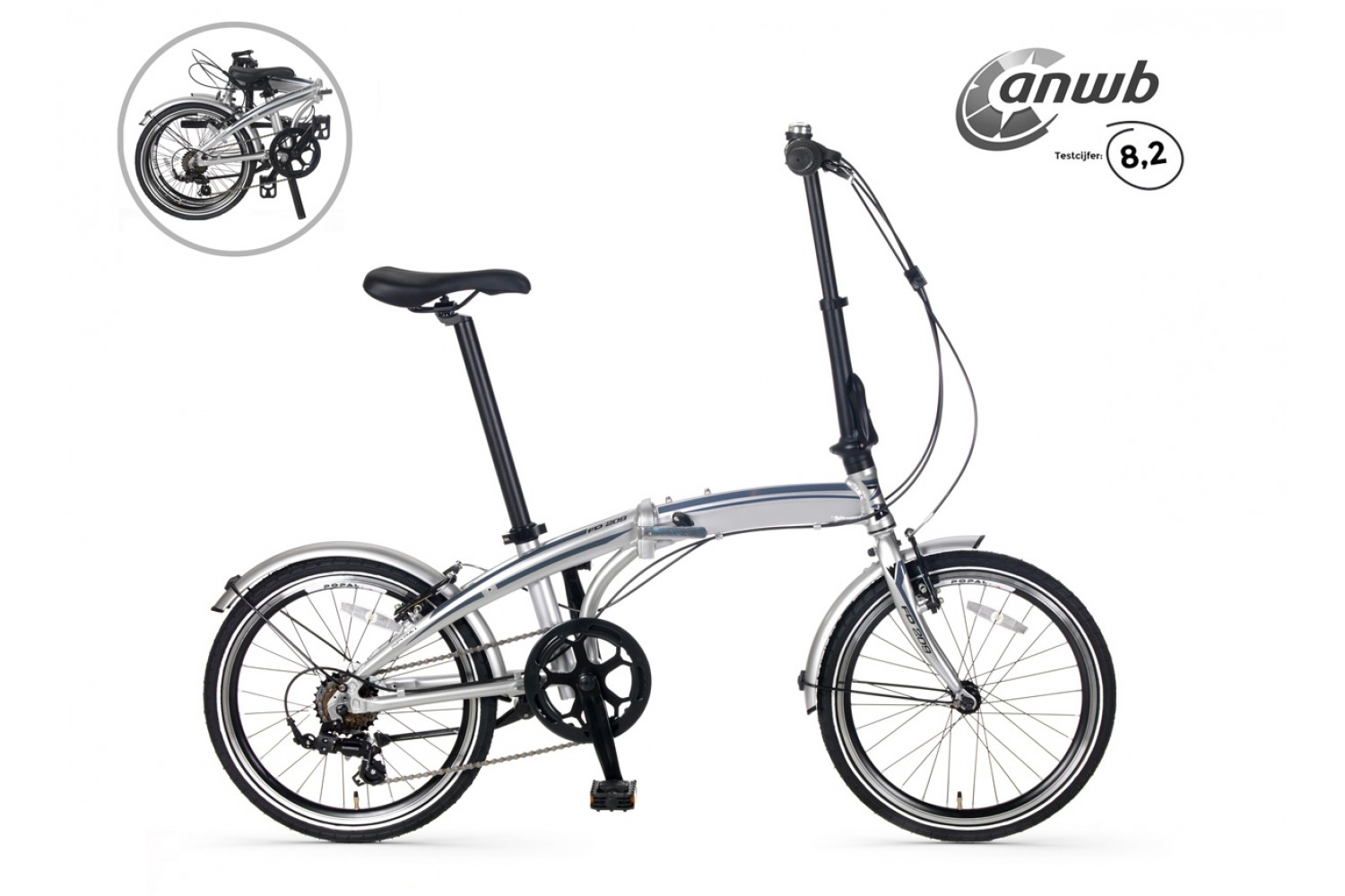 Vélo pliant Popal Subway F209 20 Pouces Gris