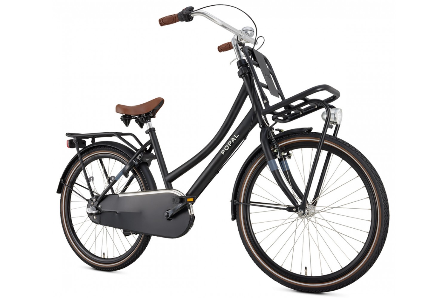 Vélo Hollandais Popal Daily Dutch Basic+ N3 24 pouces Filles Noir Mat