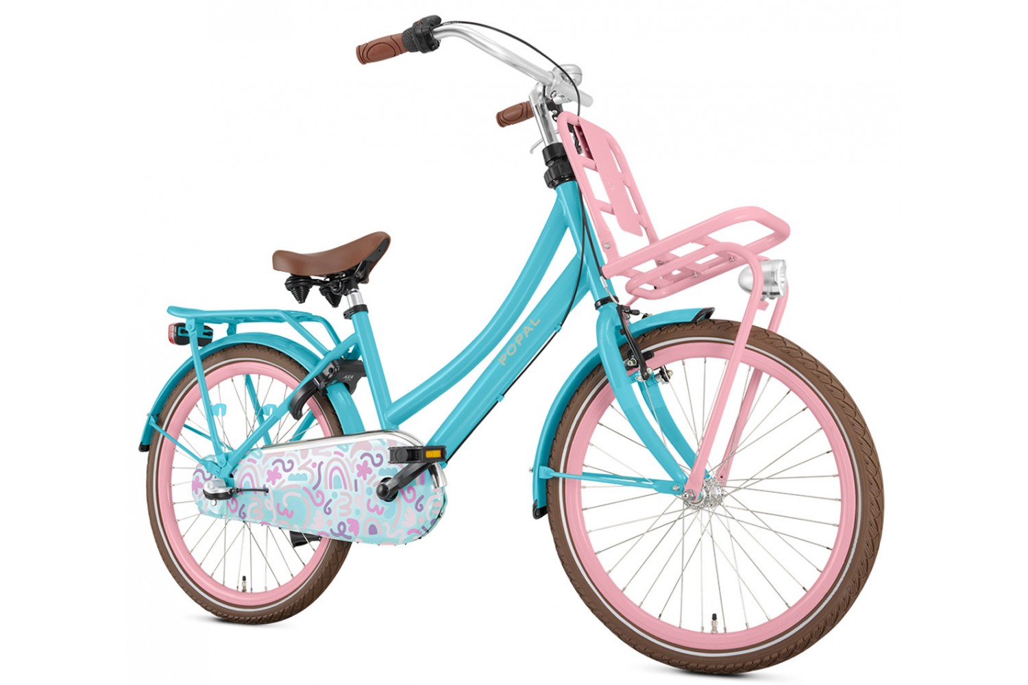 Vélo Hollandais Popal Daily Dutch Basic+ N3 22 pouces Filles Turquoise Rose