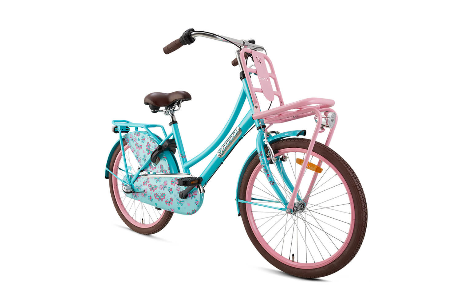 Popal Daily Dutch Basic+ Vélo de transport 22 pouces filles Turquoise-rose Vélo Hollandais Popal Daily Dutch Basic+ 22 Pouces Filles Turquoise Rose