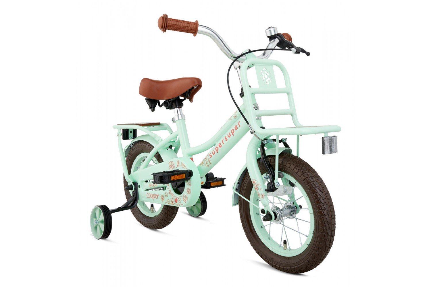 Vélo Enfant SuperSuper Cooper Bamboo 12 Pouces Filles Vert Pistache