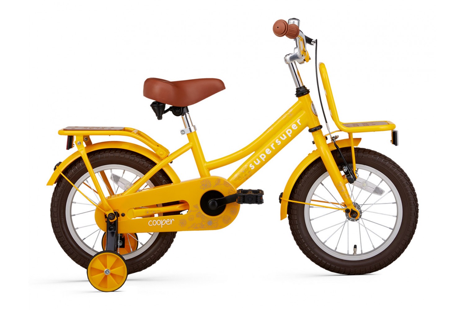 Vélo Enfant Supersuper Cooper Bamboo 14 Pouces Filles Jaune