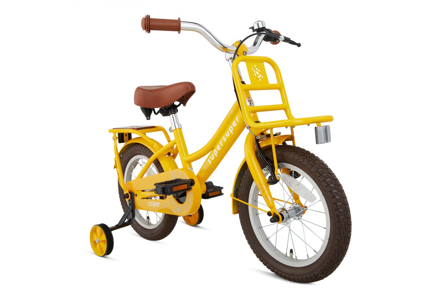 Vélo Enfant Supersuper Cooper Bamboo 14 Pouces Filles Jaune