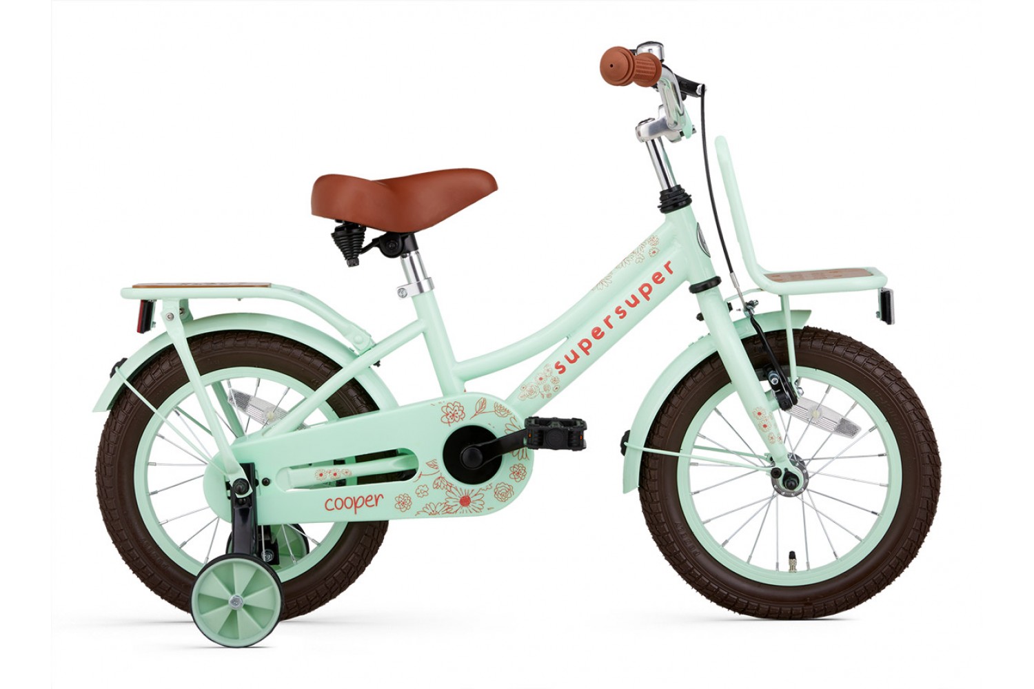 Vélo Enfant SuperSuper Cooper Bamboo 14 Pouces Filles Vert Pistache