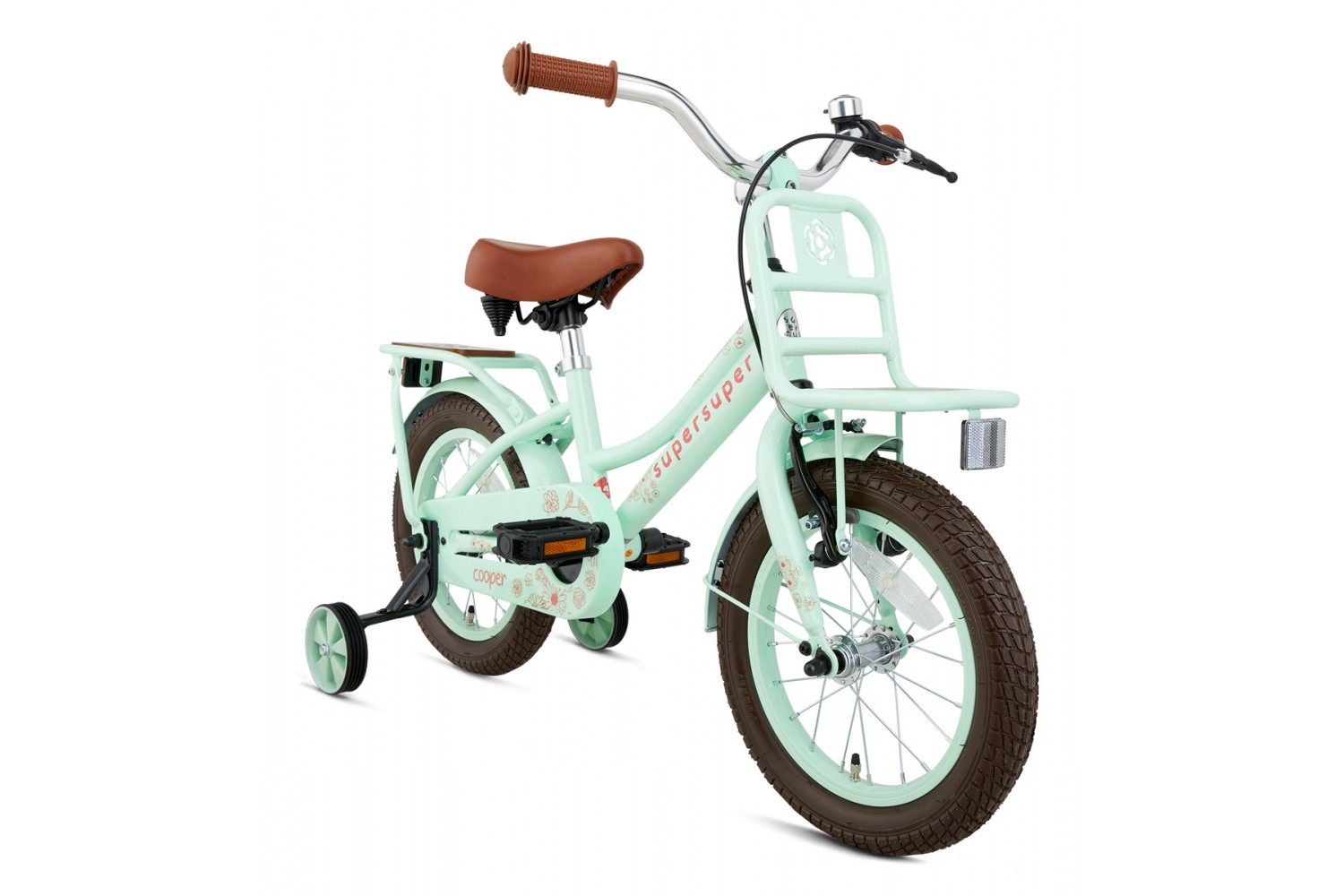 Vélo Enfant SuperSuper Cooper Bamboo 14 Pouces Filles Vert Pistache