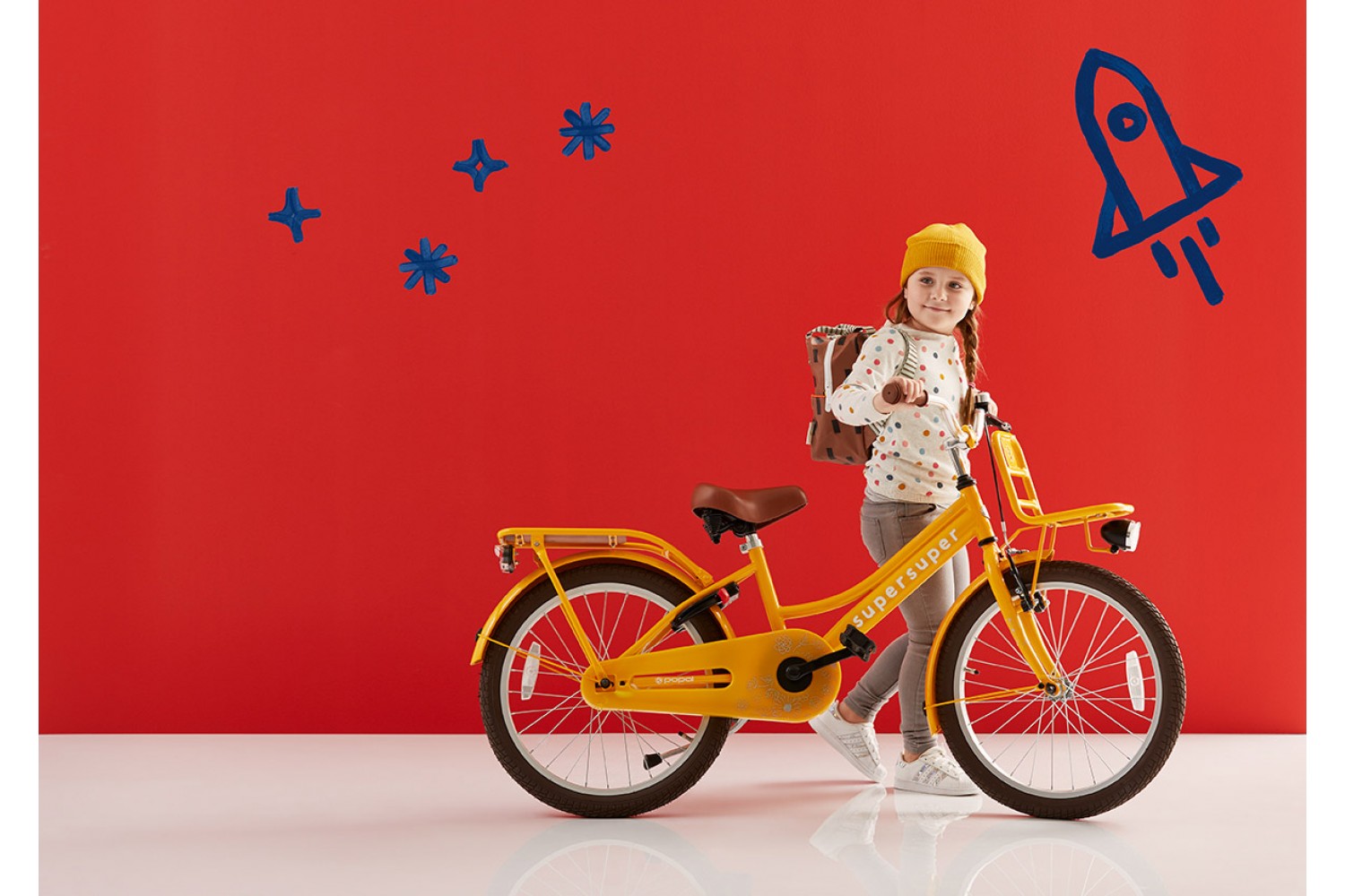 Vélo Enfant SuperSuper Cooper Bamboo 18 Pouces Filles Jaune