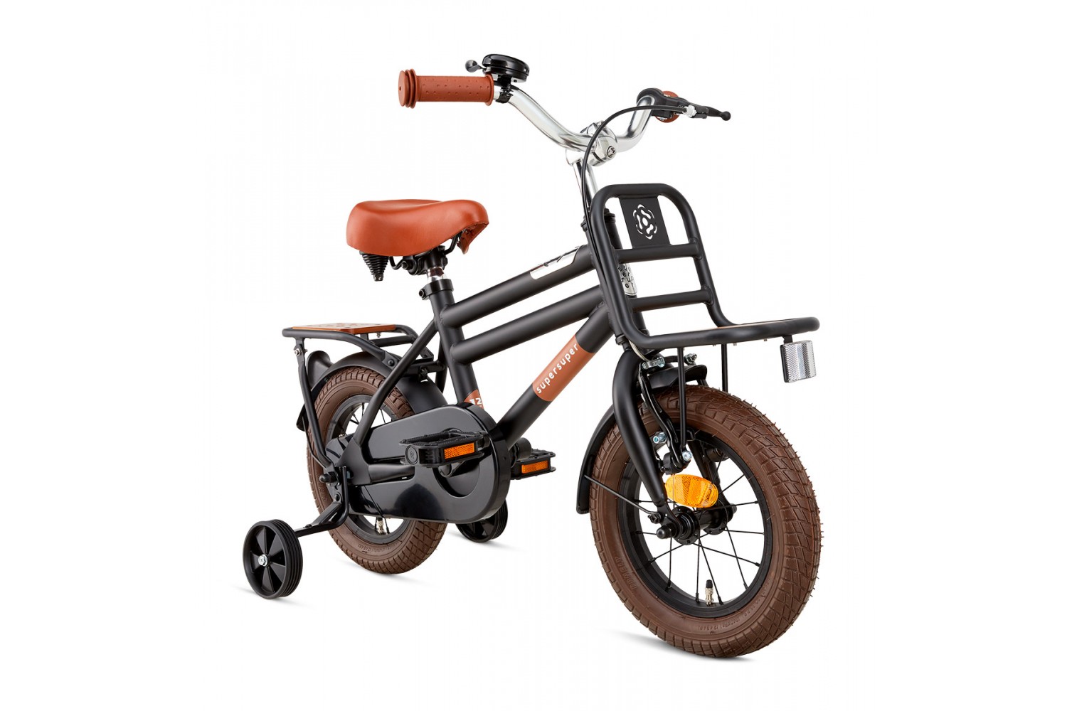 Vélo Enfant Supersuper Cooper Bamboo 12 Pouces Garçons Noir Mat