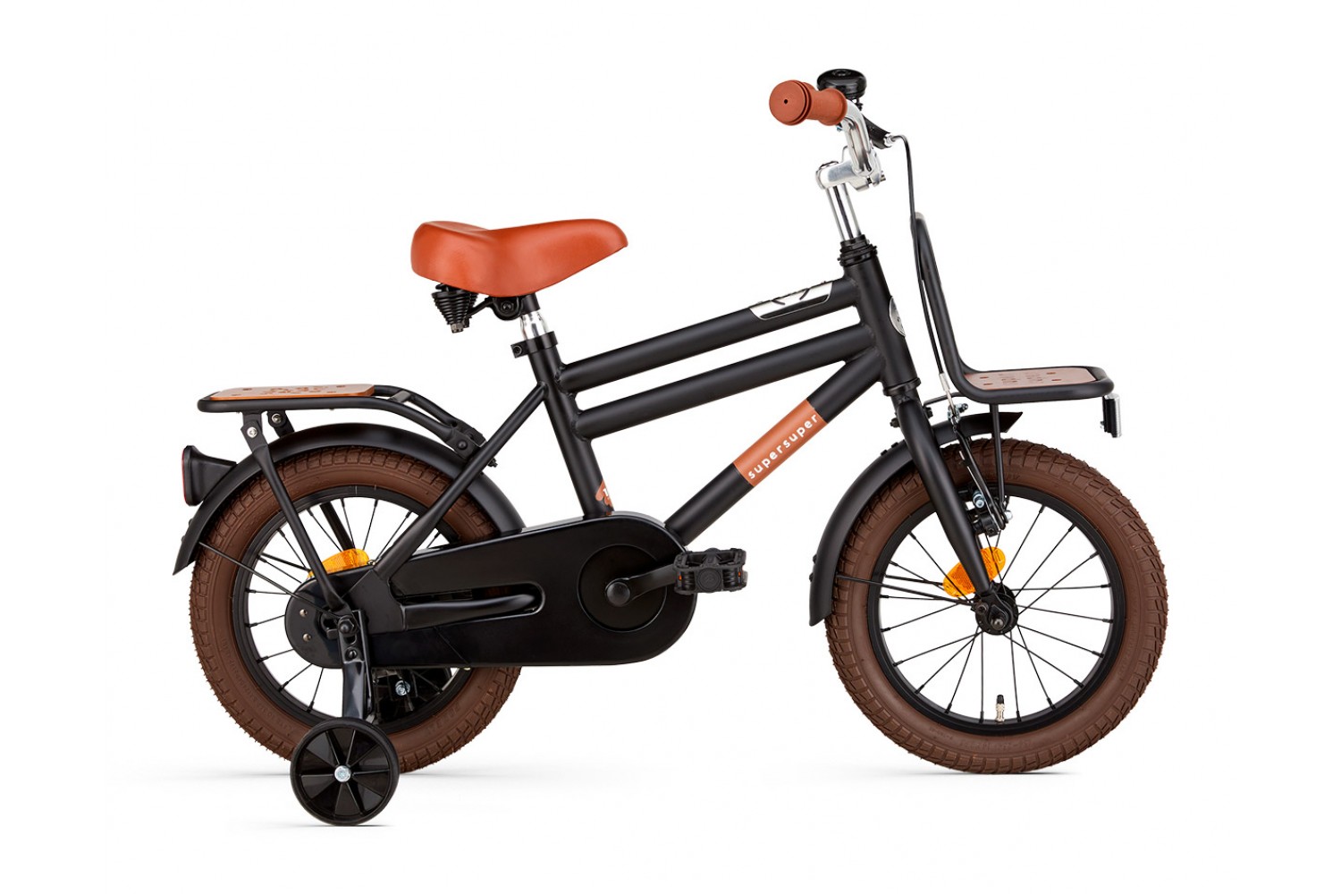 Vélo Enfant Supersuper Cooper Bamboo 14 Pouces Garçons Noir Mat