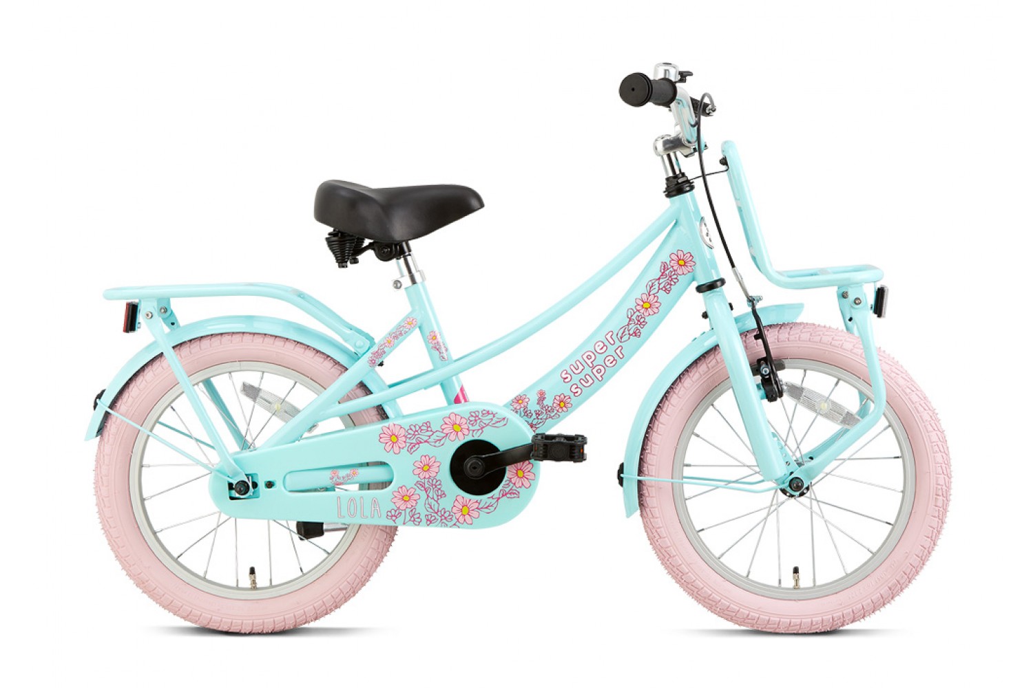 Vélo Enfant Supersuper Lola 16 Pouces Filles Menthe Rose