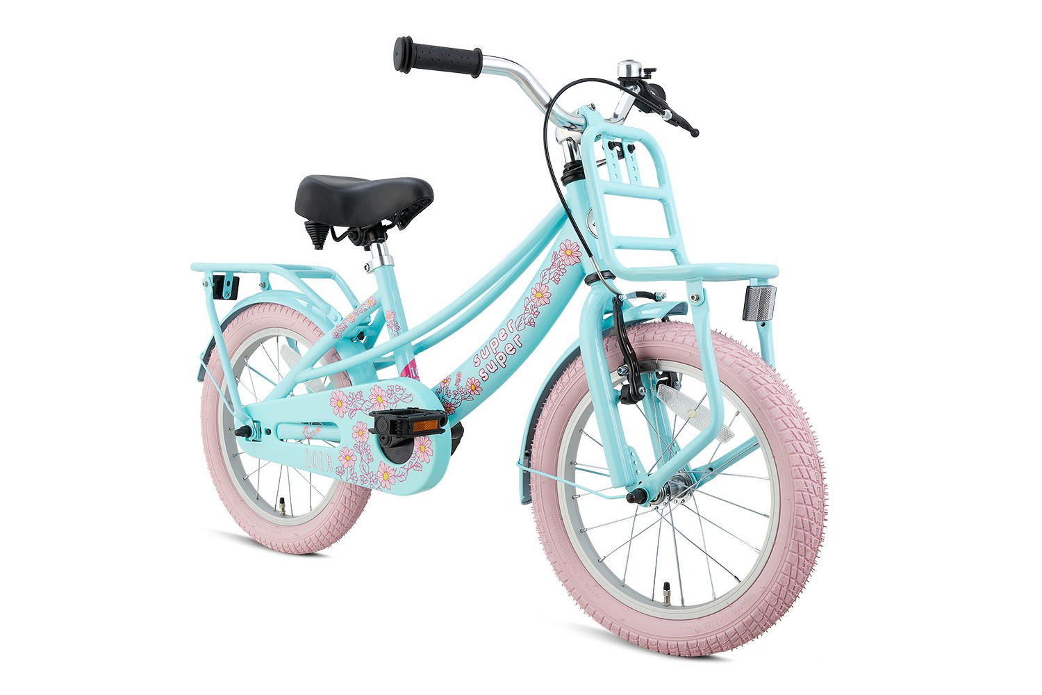 Vélo Enfant Supersuper Lola 16 Pouces Filles Menthe Rose