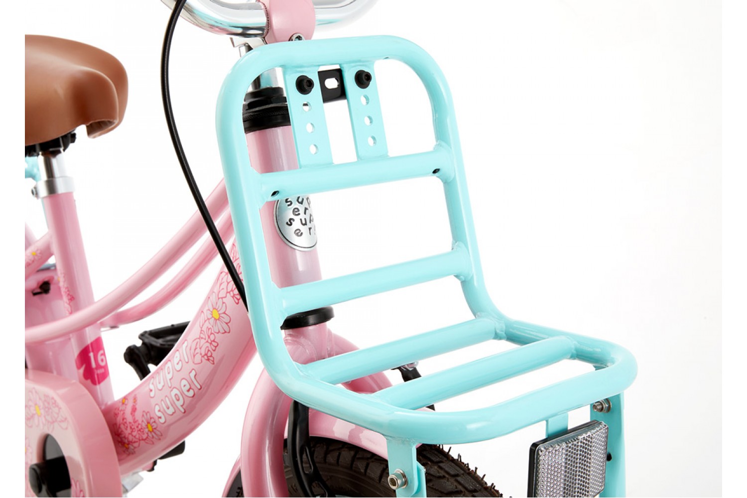 Vélo Enfant Supersuper Lola 16 Pouces Filles Rose Turquoise