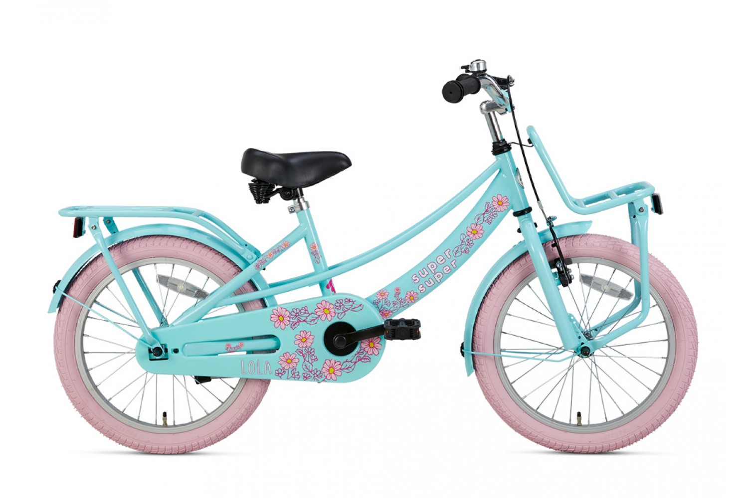 Vélo Enfant Supersuper Lola 18 Pouces Filles Rose Menthe