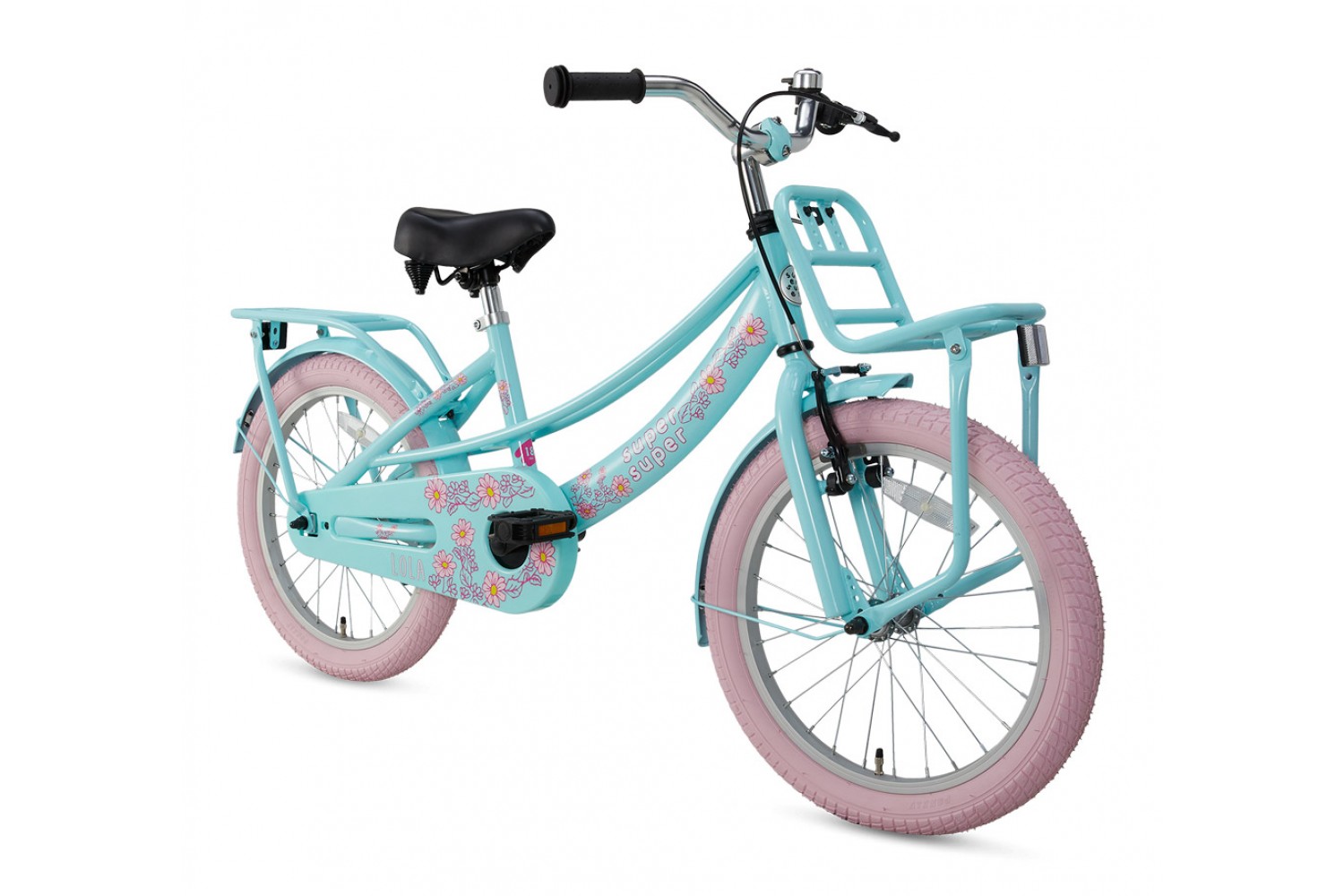 Vélo Enfant Supersuper Lola 18 Pouces Filles Rose Menthe