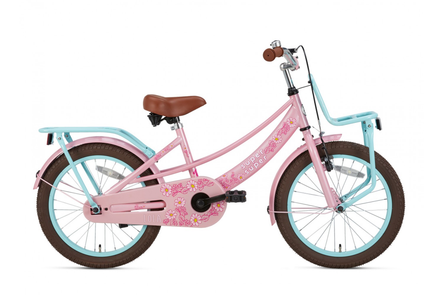 Vélo Enfant Supersuper Lola 18 Pouces Filles Rose Turquoise