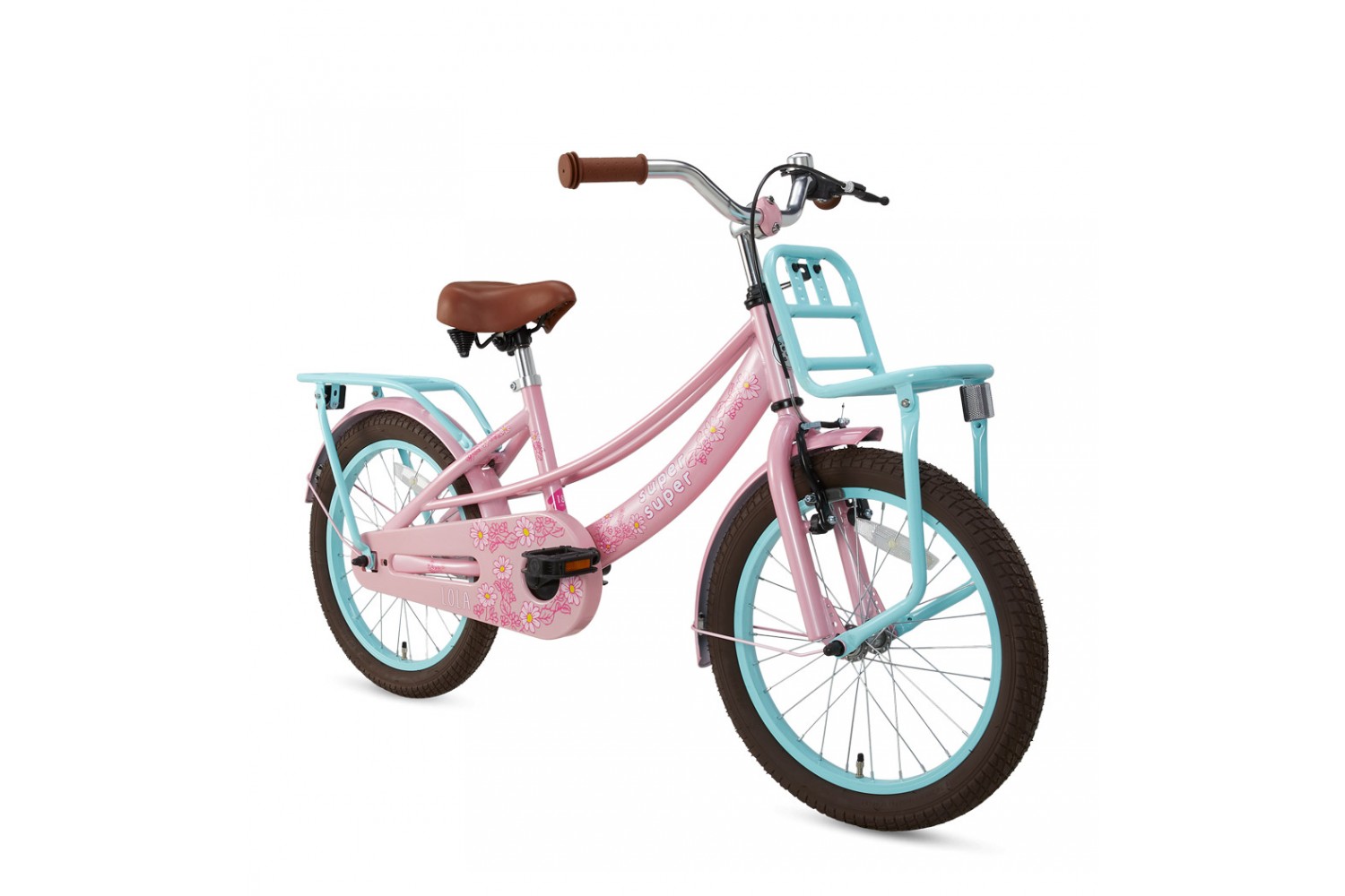 Vélo Enfant Supersuper Lola 18 Pouces Filles Rose Turquoise