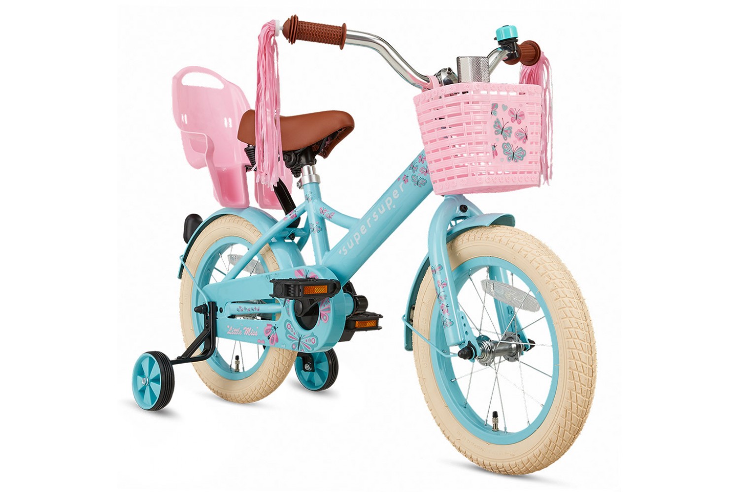 Vélo Enfant Supersuper Little Miss 14 Pouces Filles Turquoise