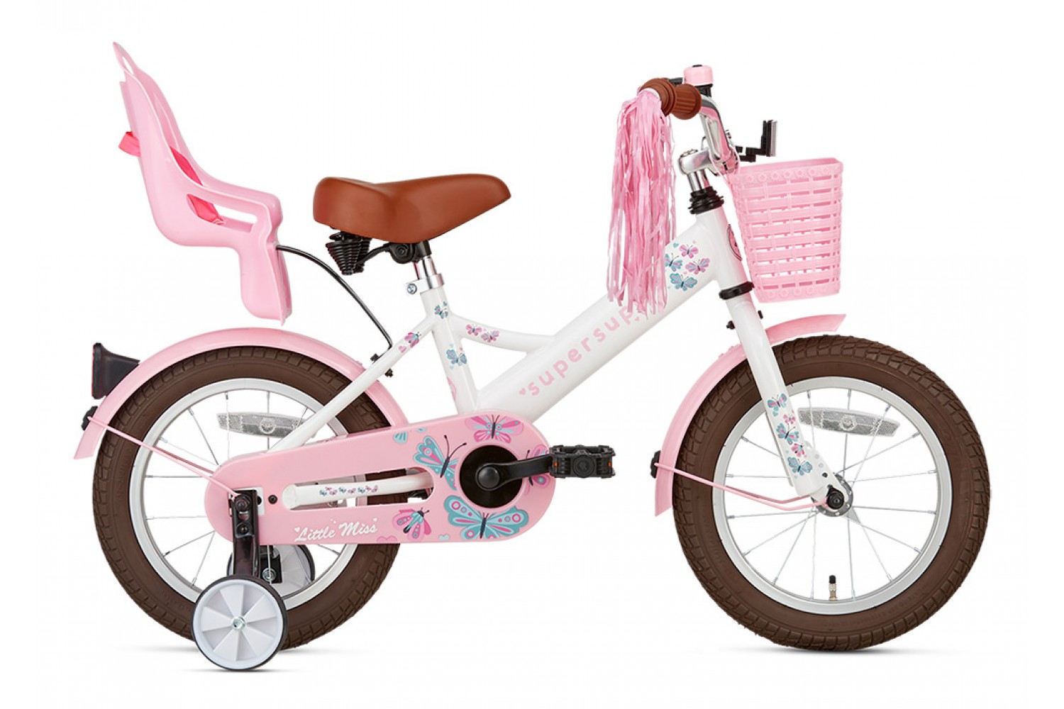 Vélo Enfant Supersuper Little Miss 14 Pouces Filles Blanc