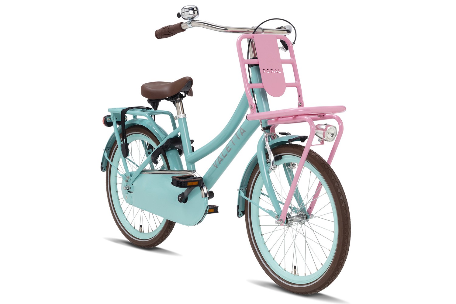 Vélo Hollandais Valetta Cargo 20 Pouces Filles Turquoise Rose