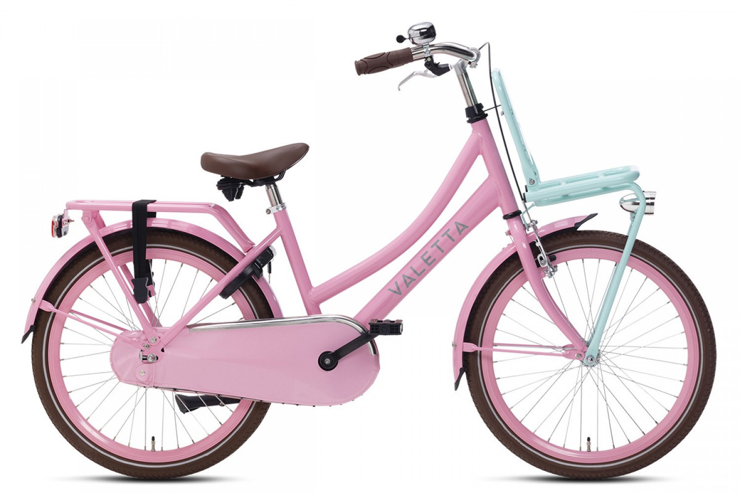 Vélo Hollandais Valetta Cargo 22 Pouces Filles Rose Menthe