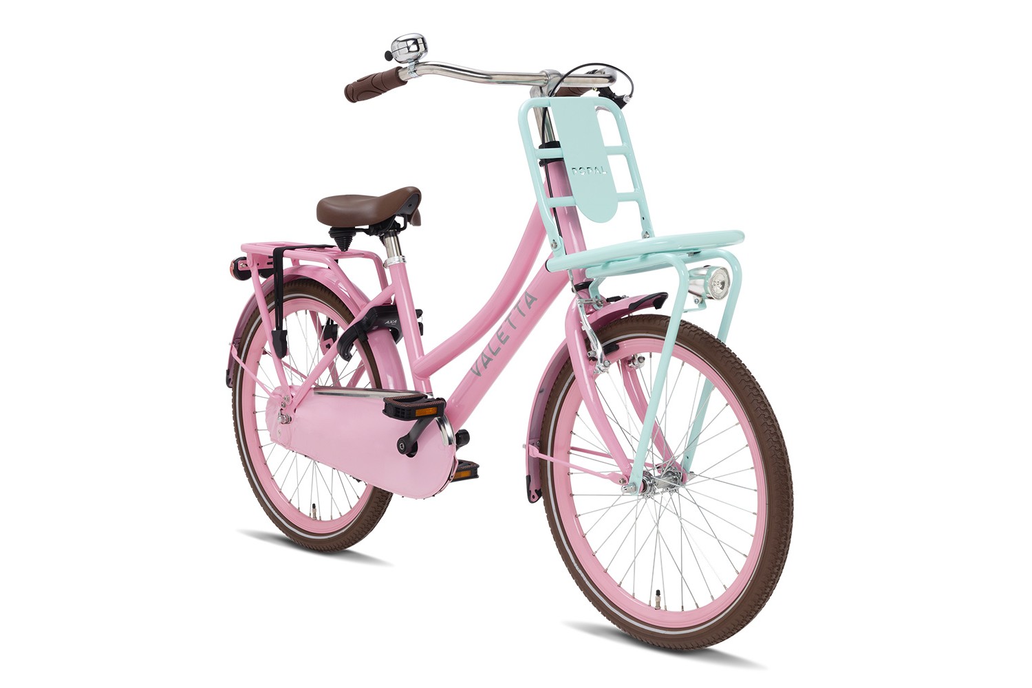 Vélo Hollandais Valetta Cargo 22 Pouces Filles Rose Menthe