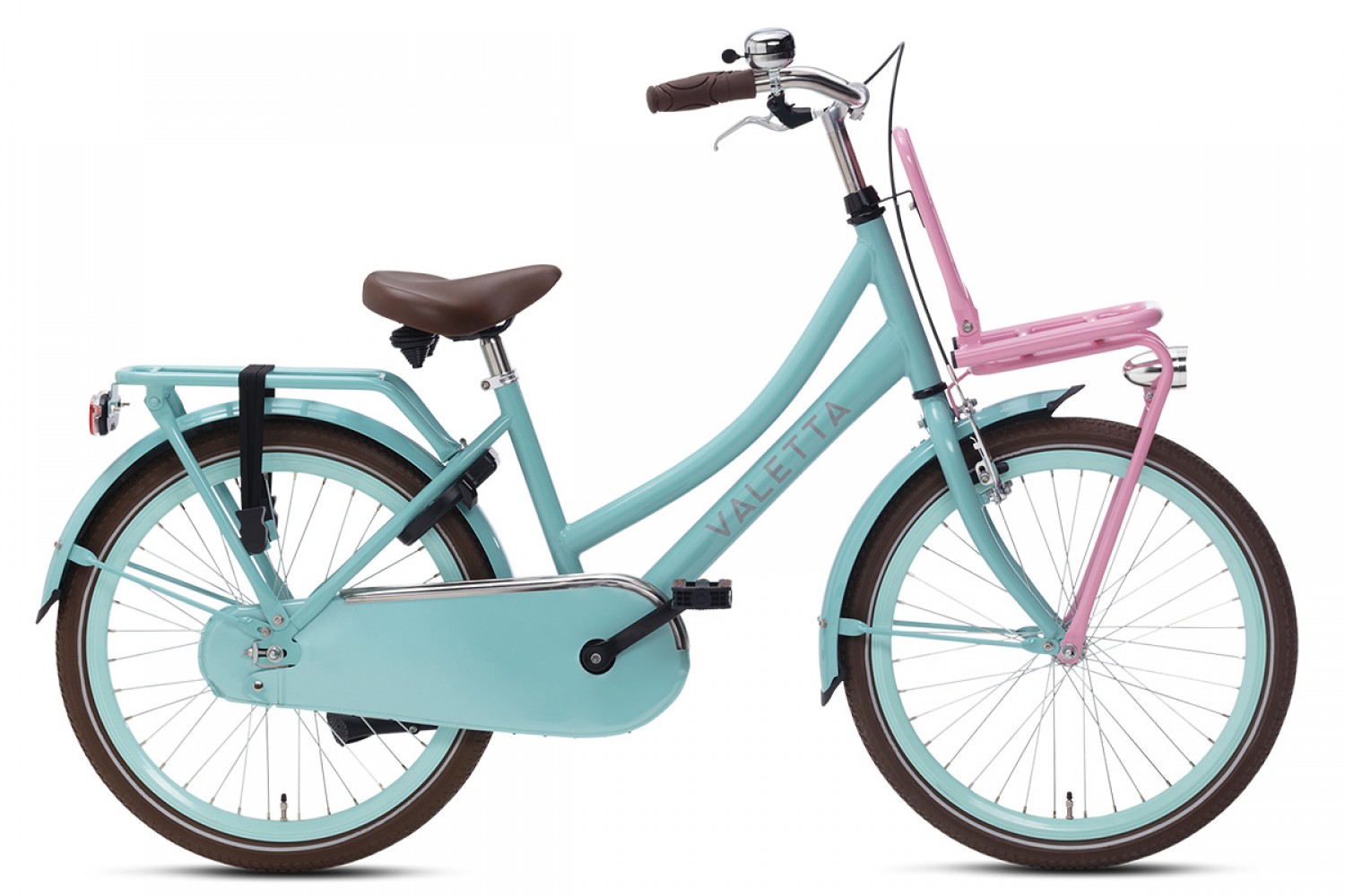 Vélo Hollandais Valetta Cargo 22 Pouces Filles Turquoise Rose