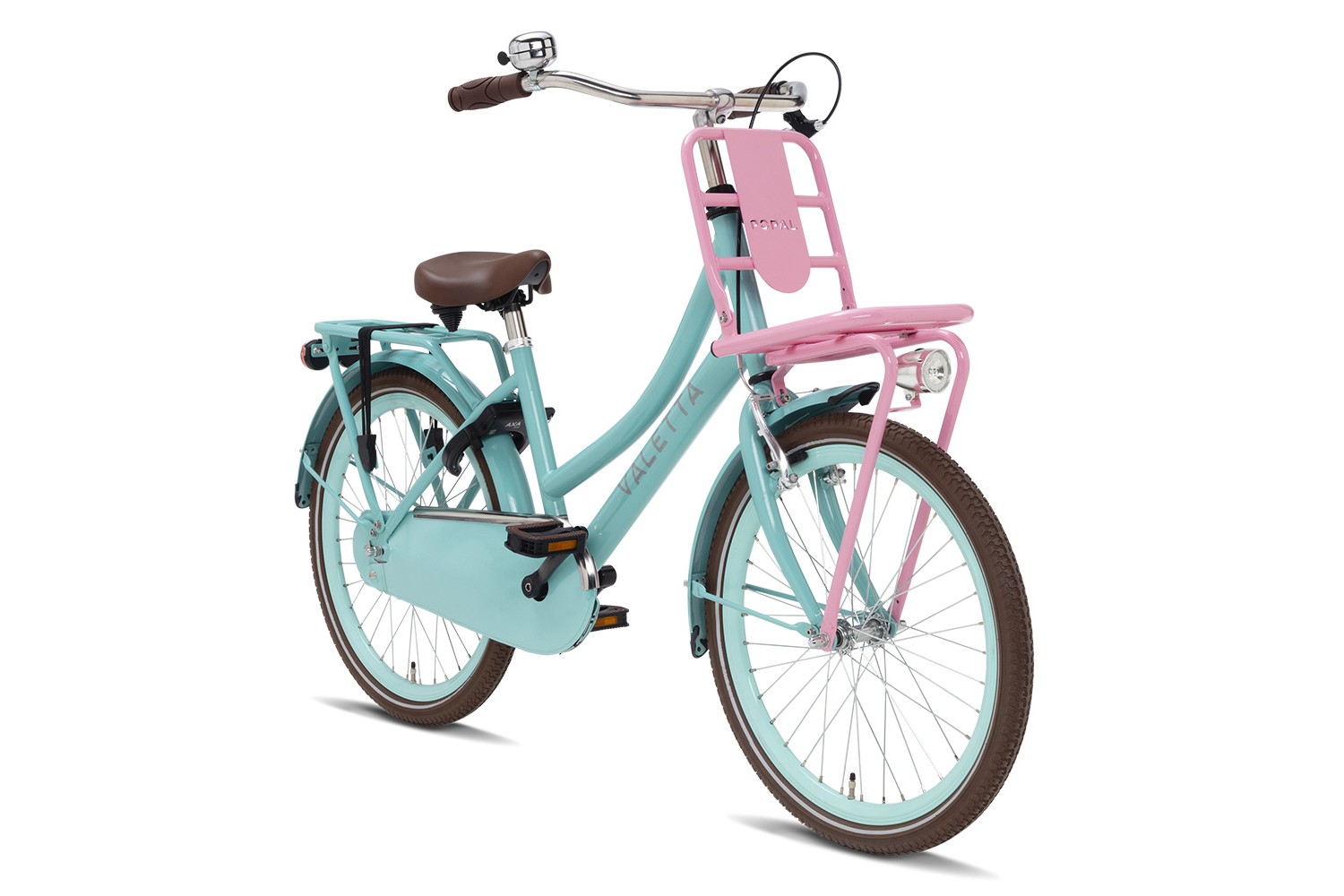 Vélo Hollandais Valetta Cargo 22 Pouces Filles Turquoise Rose