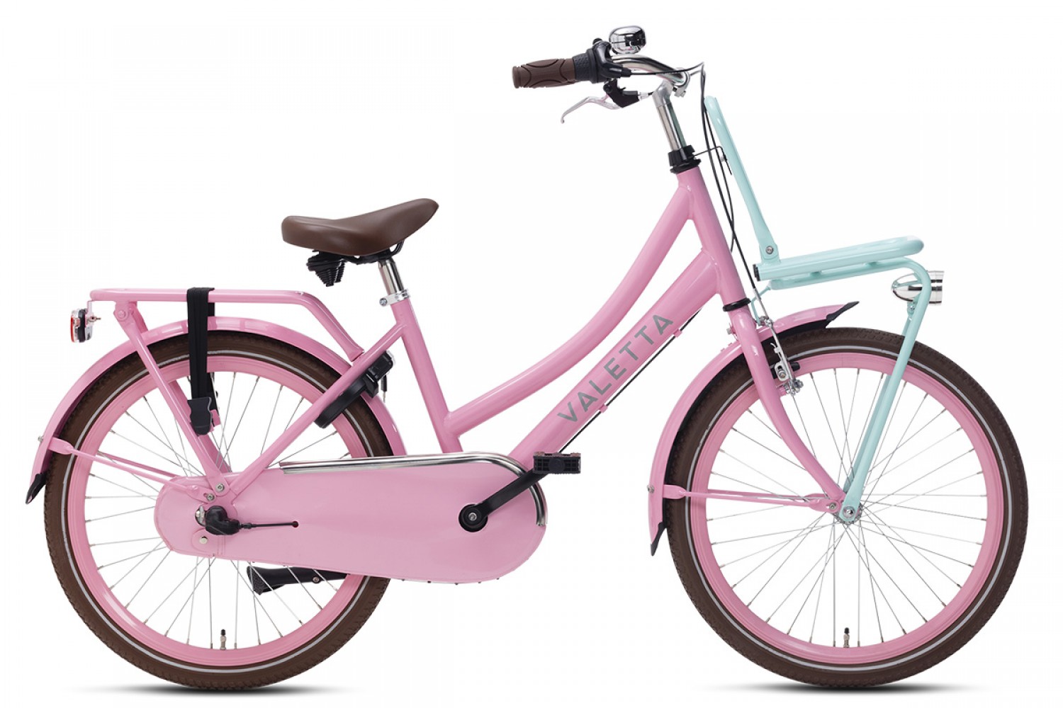 Vélo Hollandais Valetta Cargo N3 22 Pouces Filles Rose Menthe