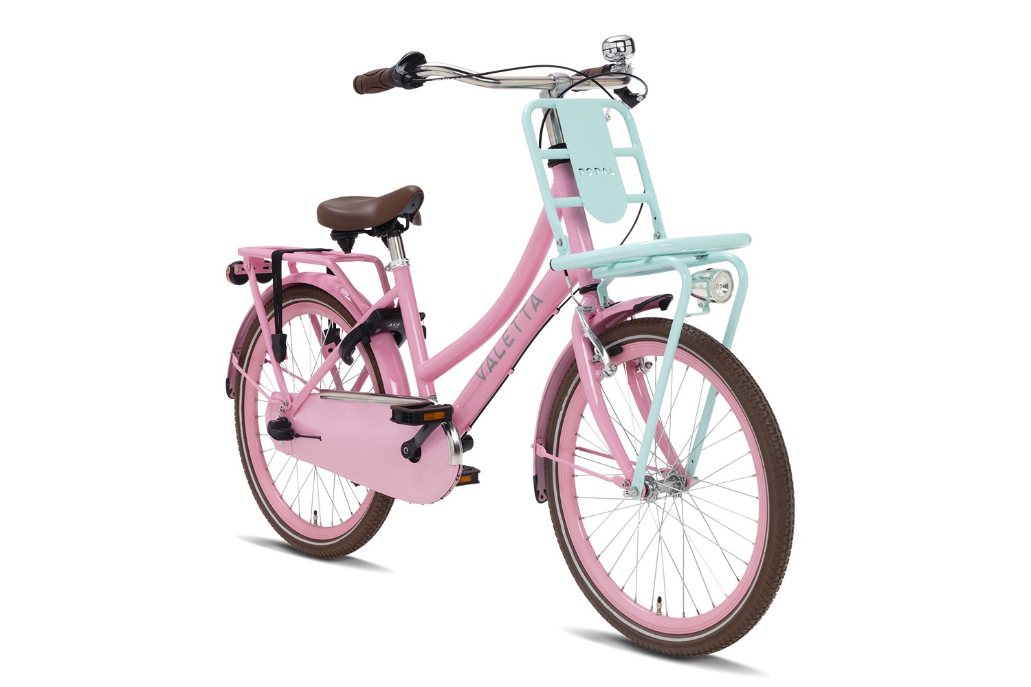 Vélo Hollandais Valetta Cargo N3 22 Pouces Filles Rose Menthe