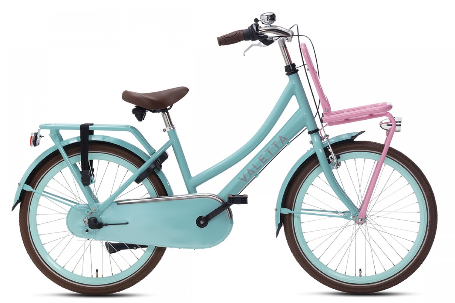 Vélo Hollandais Valetta Cargo N3 22 Pouces Filles Turquoise Rose